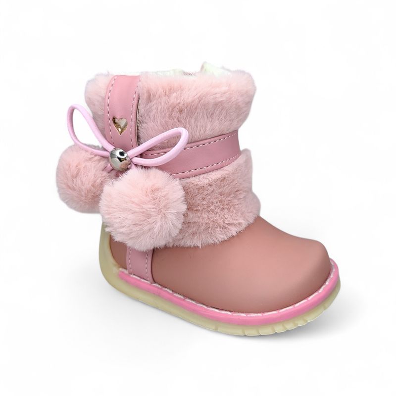 Bota peluche pompón Pibe Palo Rosa para Niña Bebé GENERICO