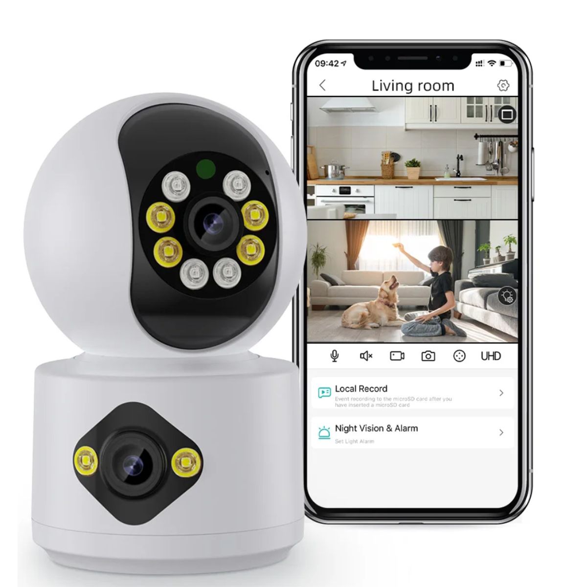 GENERICO - Cámara De Seguridad Vigilancia 360° Wi-fi Dual Lente FHD Audio Bidireccional