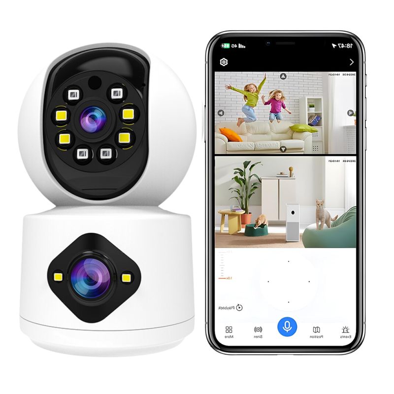 IMPORTADO MC - Cámara De Seguridad Vigilancia 360° Wi-fi Dual Lente FHD Audio Bidireccional