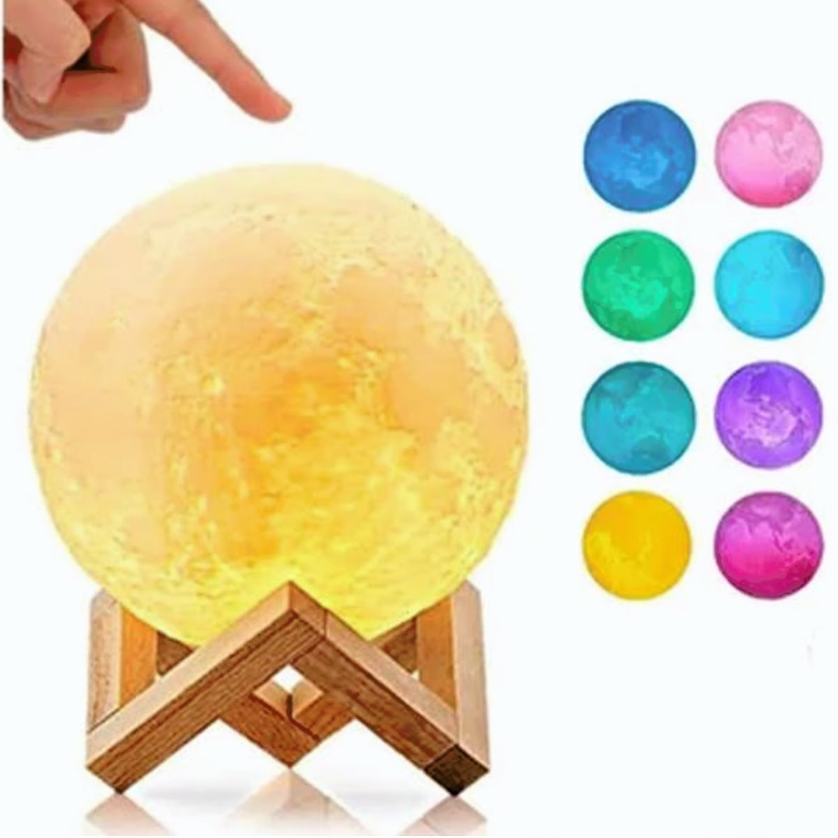 GENERICO - LÁMPARA LUNA 3D 16 COLORES CON CONTROL REMOTO Y TÁCTIL