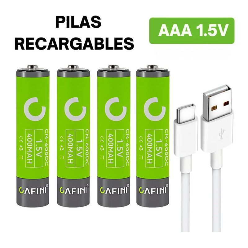 CAFINI - Pilas recargables AAA Carga tipo C-1000 Ciclos