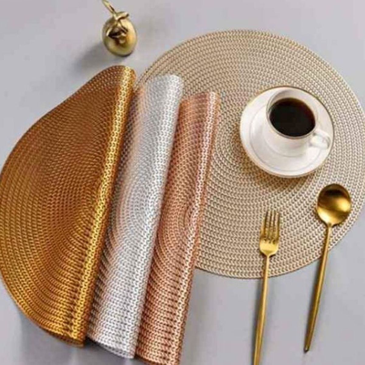 GENERICO - Individuales de Mesa Comedor 6 piezas Dorado A1