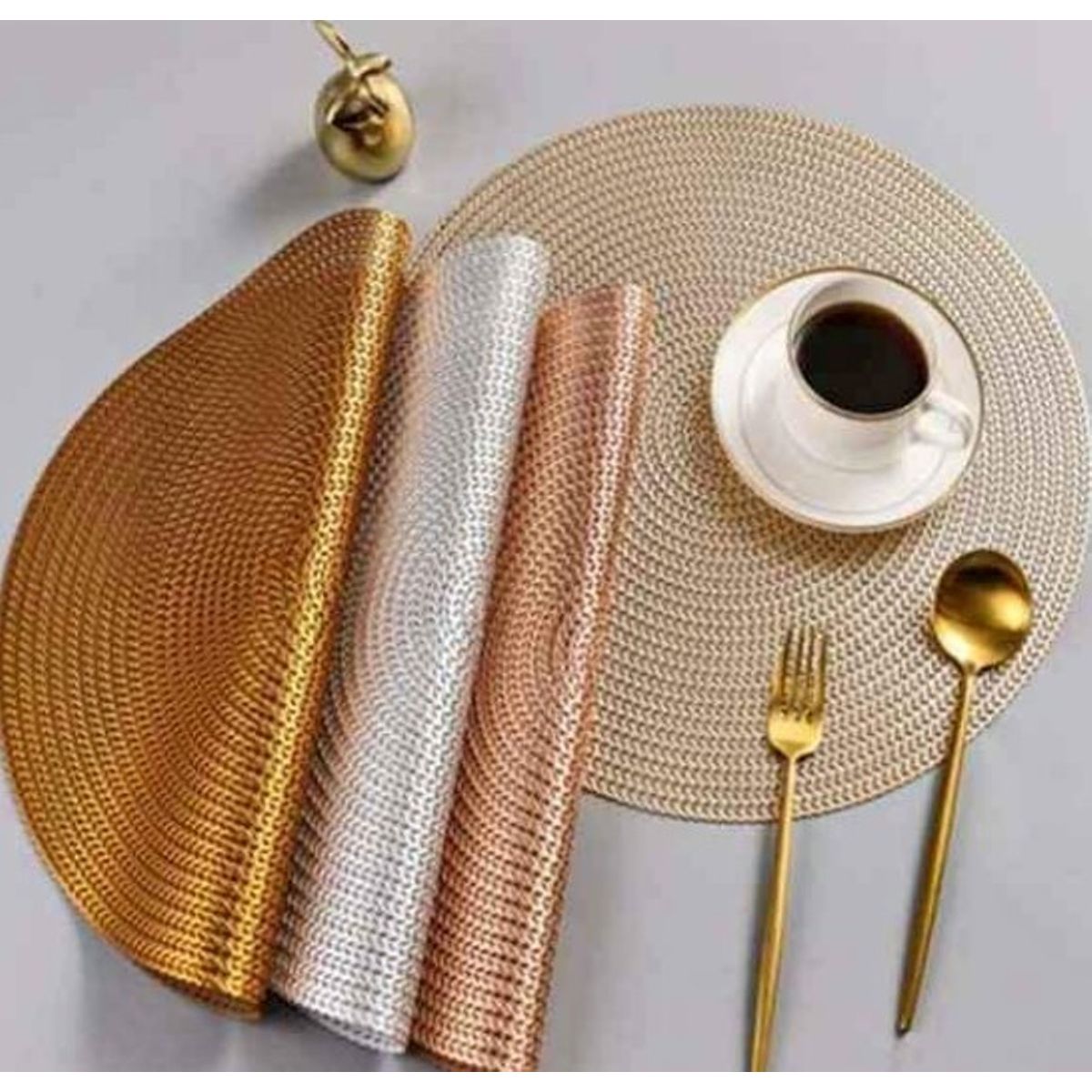 GENERICO - Individuales de Mesa Comedor 6 piezas Dorado A1