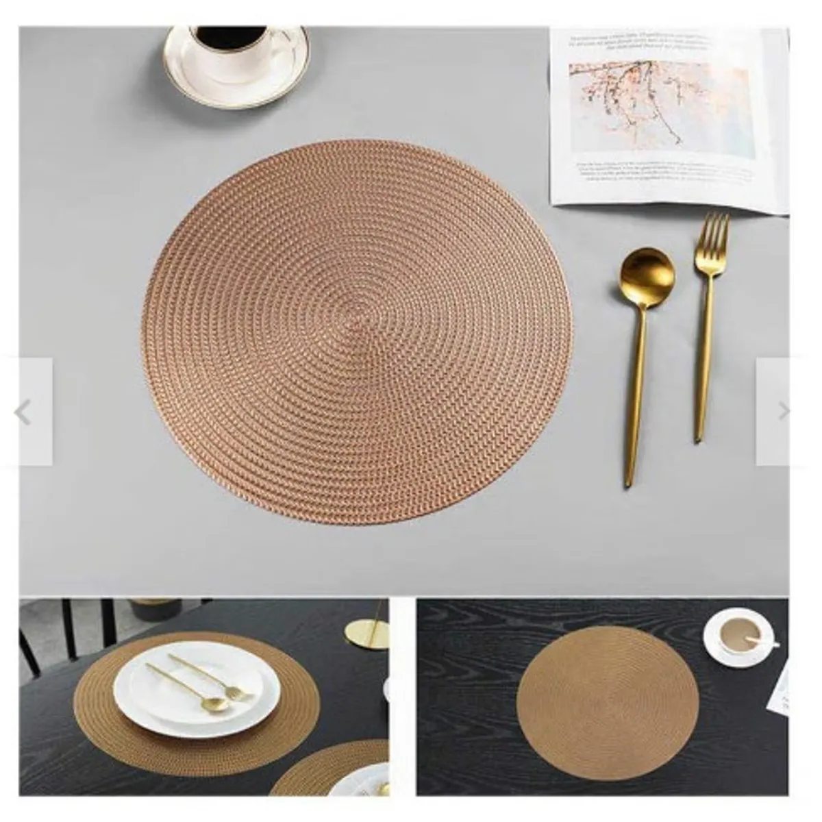 GENERICO - Individuales de Mesa Comedor 6 piezas Dorado A1