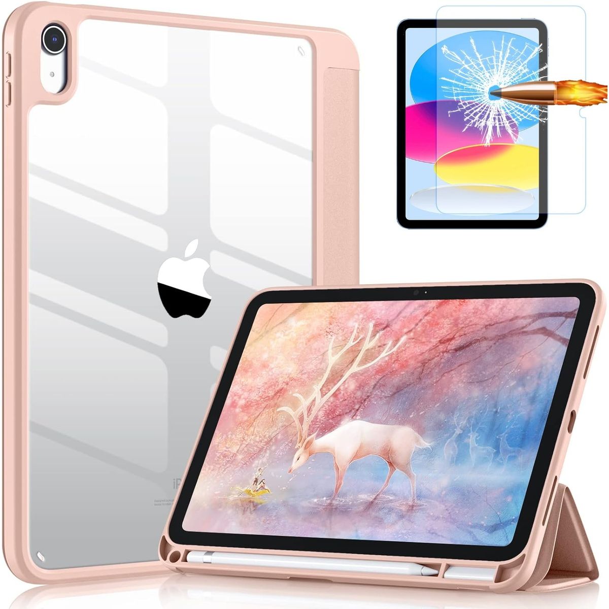 GENERICO - Mica + Funda case para  iPad 10ma Gen 10.9 (2022) PREMIUM Porta Pencil