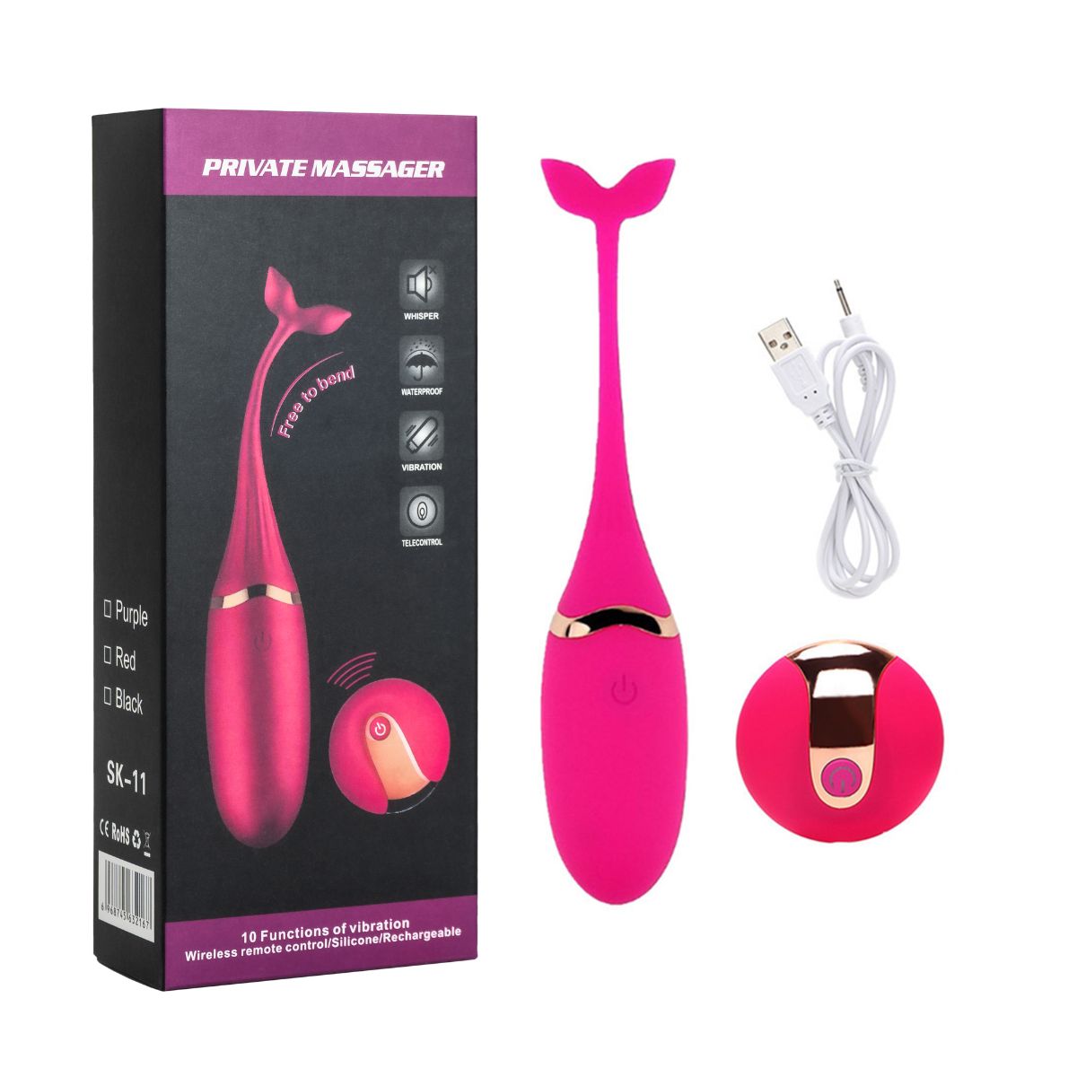 GENERICO - Vibrador con control remoto forma de pescadito-rosado