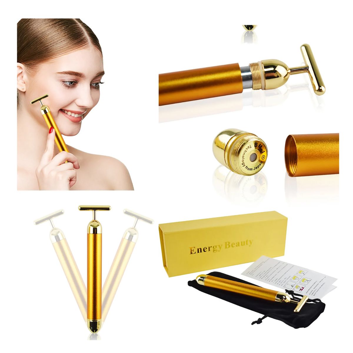 ROHS - Masajeador de belleza facial en forma T vibración