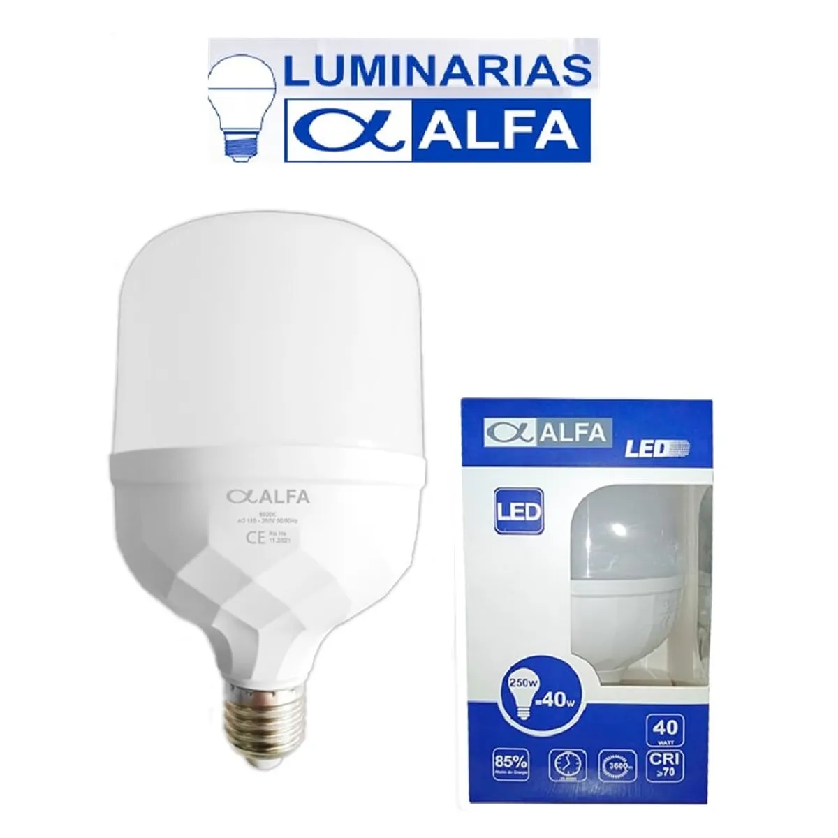 ALFA - FOCO LED 50W E27 LUZ BLANCA  MODELO DIAMANTADO - MARCA ALFA