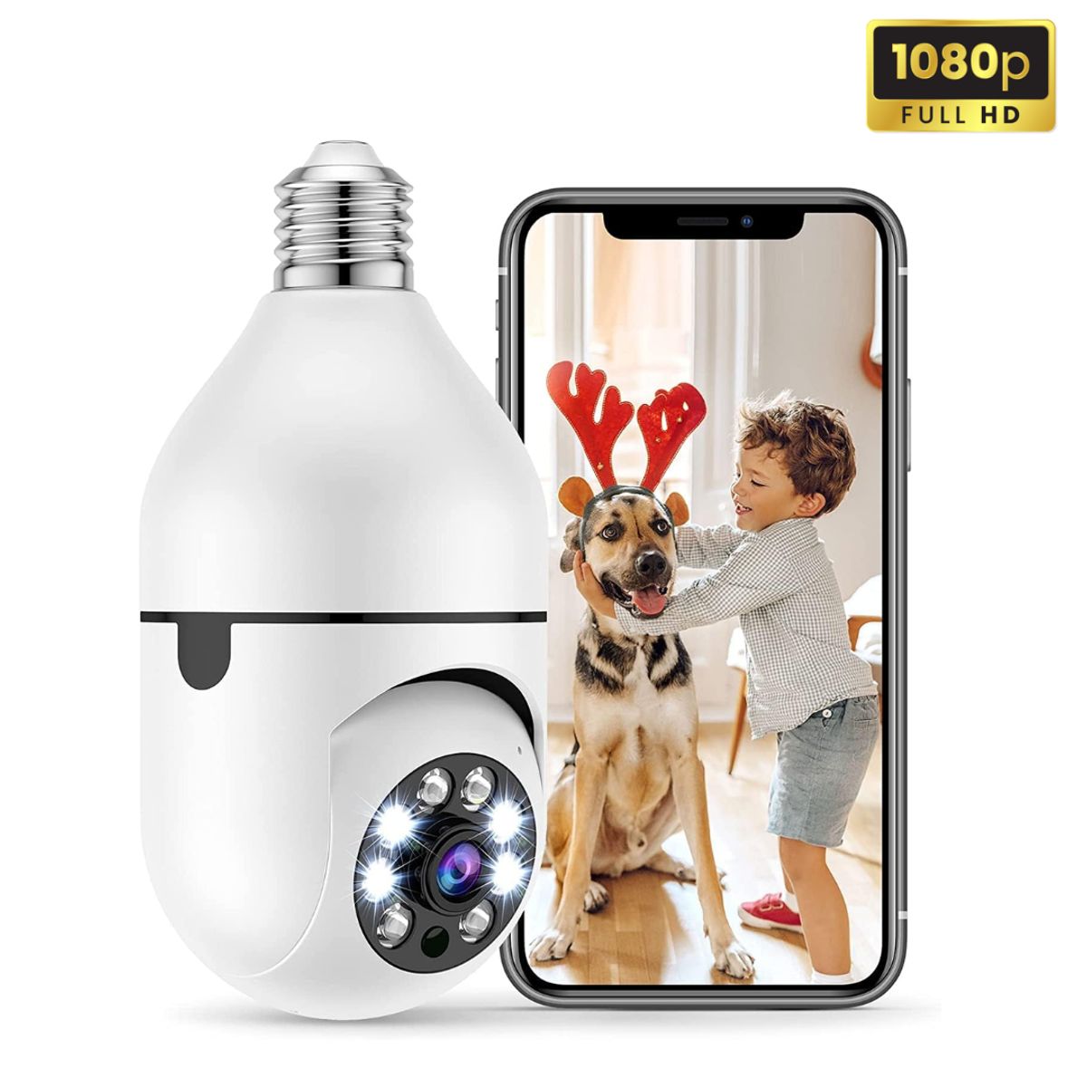 GENERICO - Foco Camara de Seguridad de 360° con Wifi Full HD Con Vision Nocturna y Altavoz