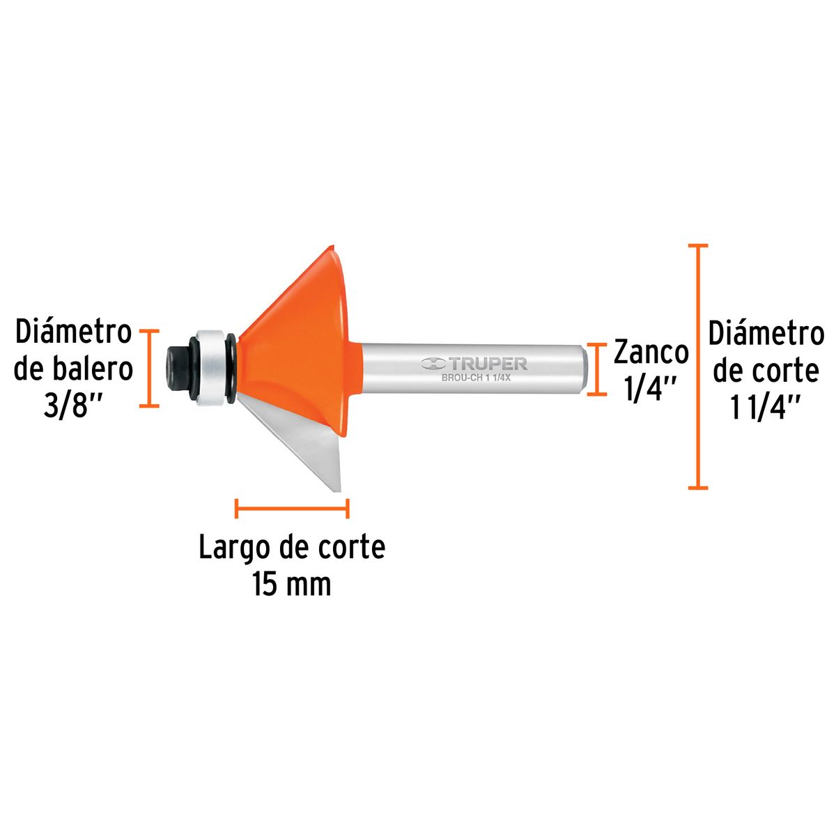TRUPER - Fresa 1 1/4" Chafan con Rodaje para Madera 11468 Truper
