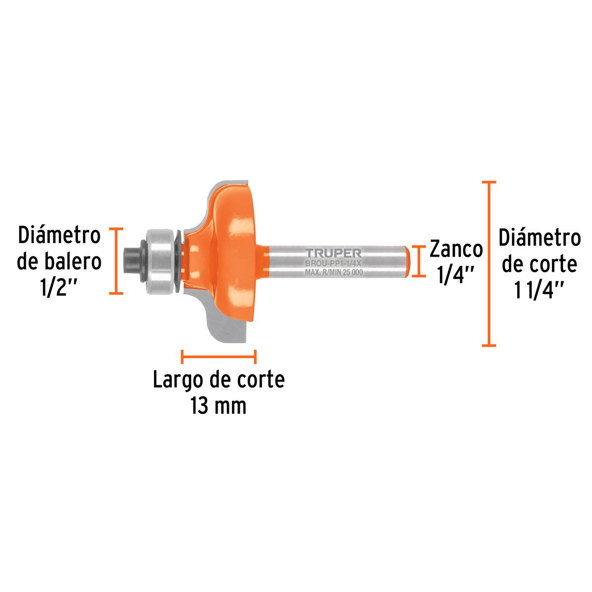 TRUPER - Fresa 1 1/4" Pecho de Paloma con Rodaje para Madera 102727 Truper