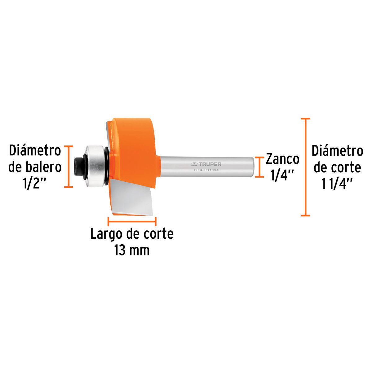 TRUPER - Fresa 1 1/4" Rebajadora con Rodaje para Madera 11477 Truper