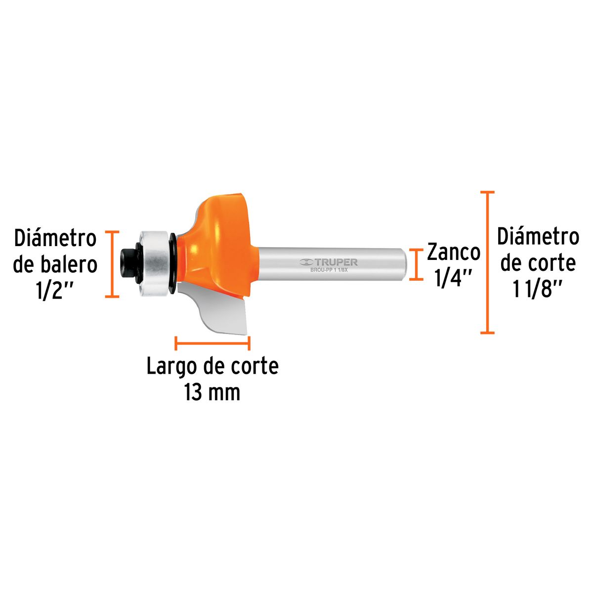 TRUPER - Fresa 1 1/8" Pecho de Paloma con Rodaje para Madera 11479 Truper