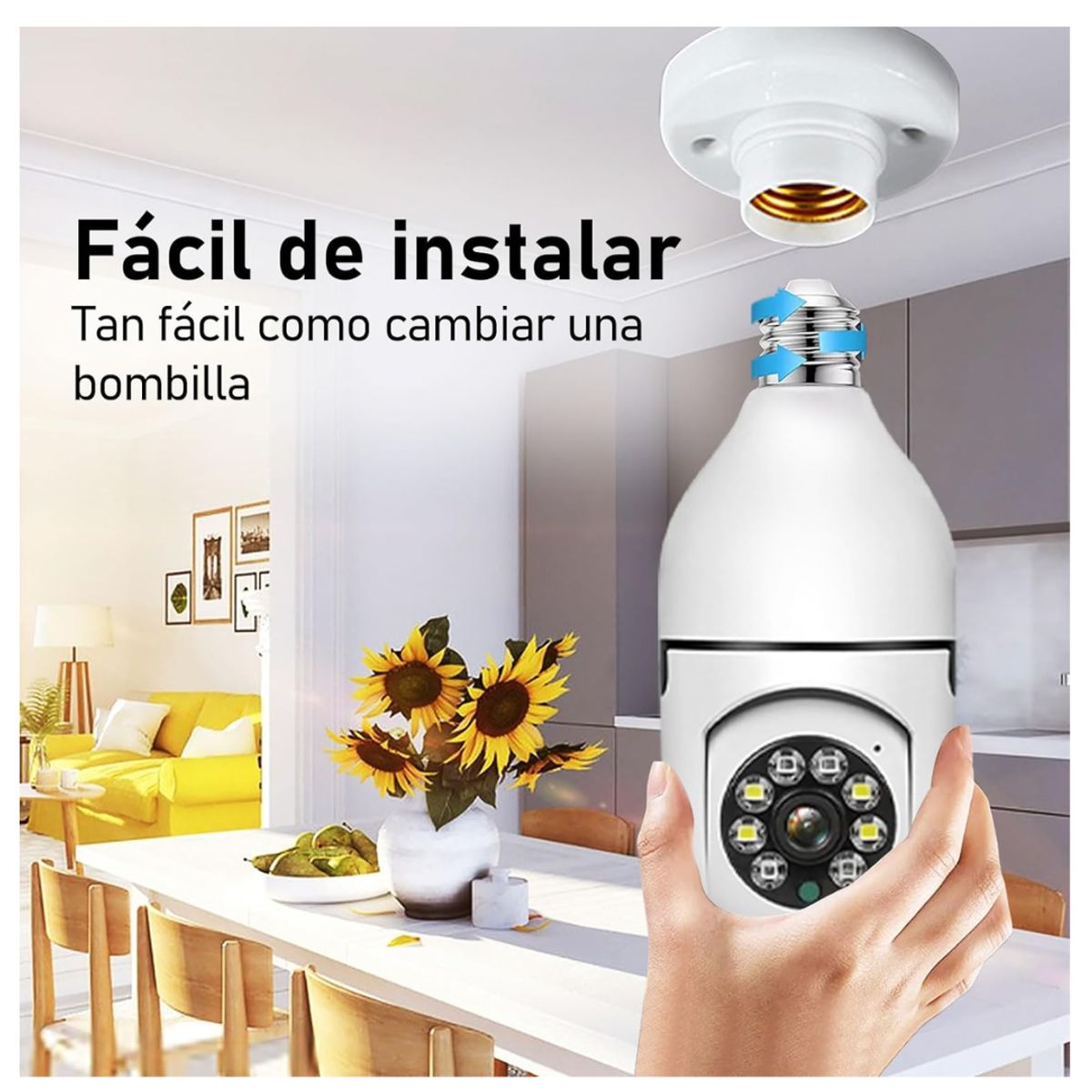 GENERICO - Foco Camara de Seguridad de 360° con Wifi Full HD Con Vision Nocturna y Altavoz