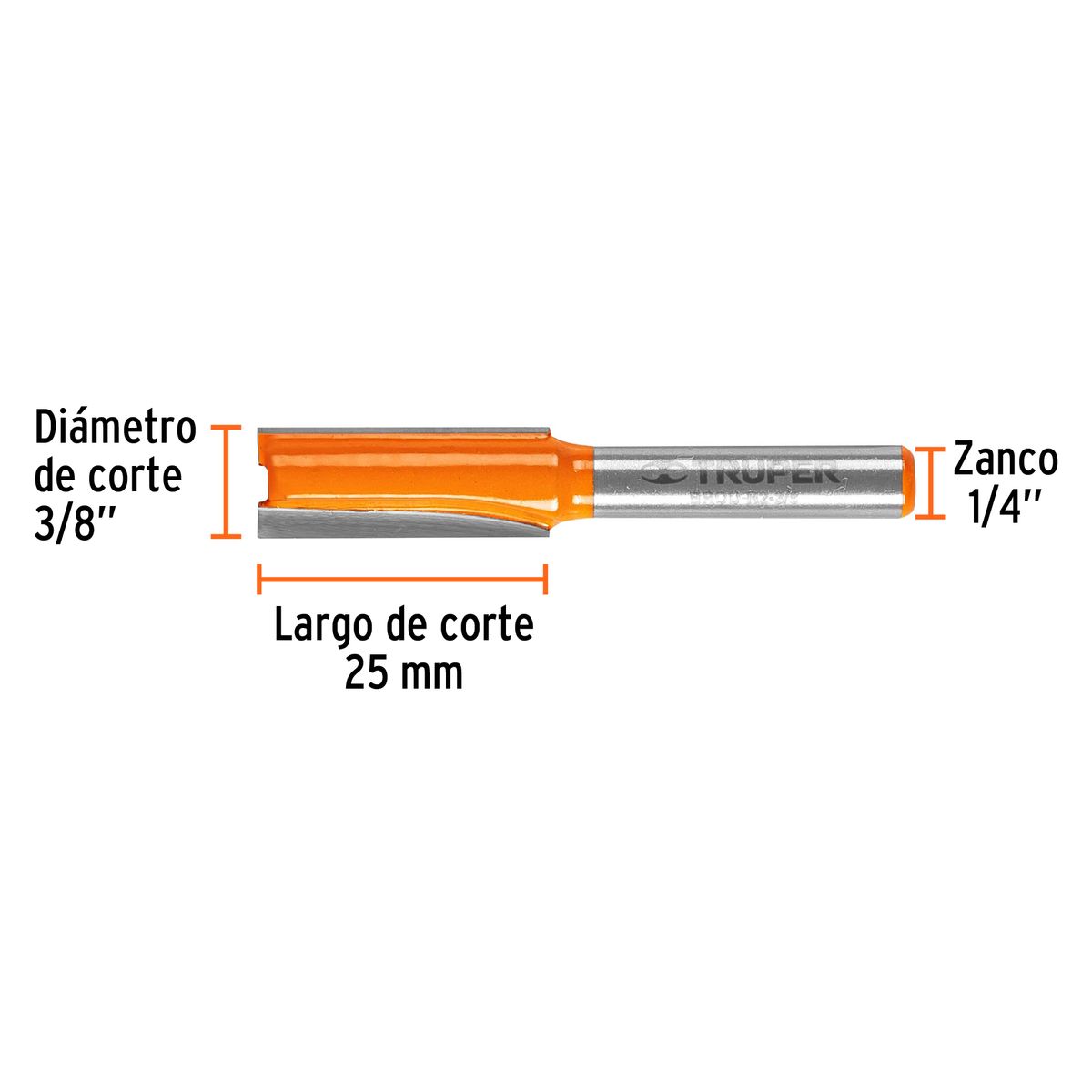 TRUPER - Fresa 3/8" Recta Dos Filos para Madera 11455 Truper