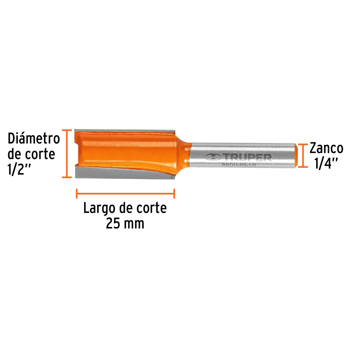 Truper - Fresa 1/2" Recta Dos Filos para Madera 11456 Truper