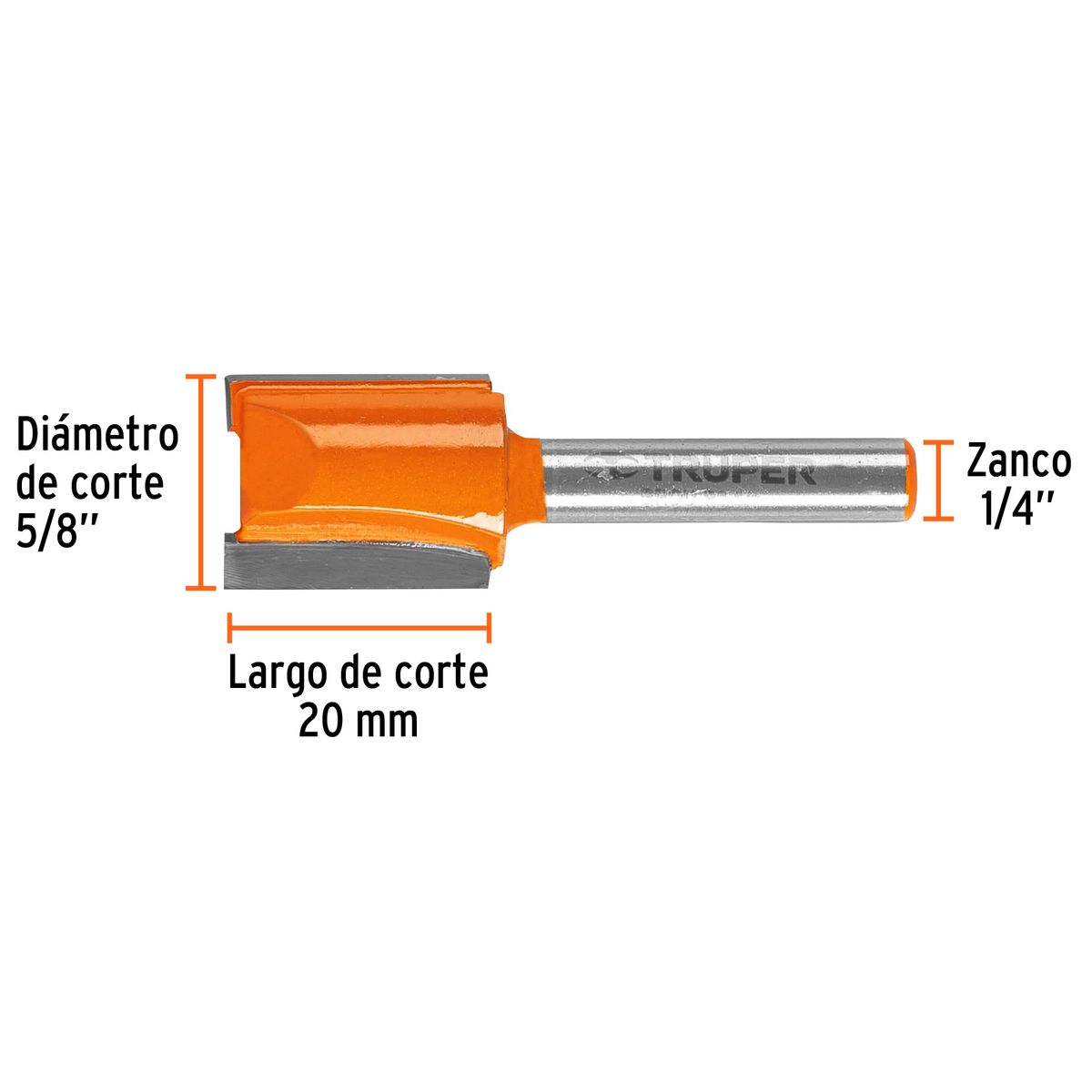 TRUPER - Fresa 5/8" Recta Dos Filos para Madera 11457 Truper