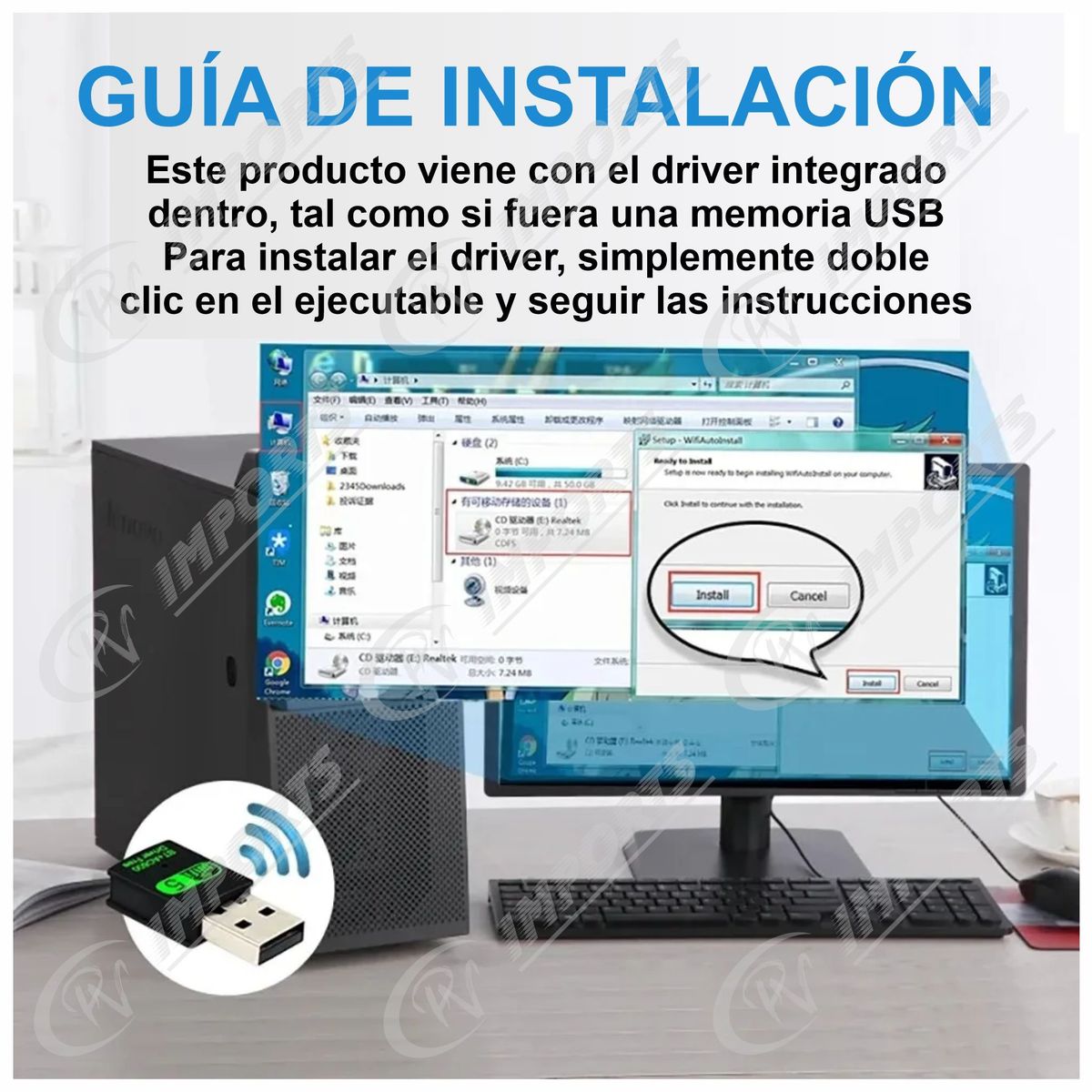 GENERICO - Adaptador USB Wifi Doble Banda mas Bluetooth 2 en 1