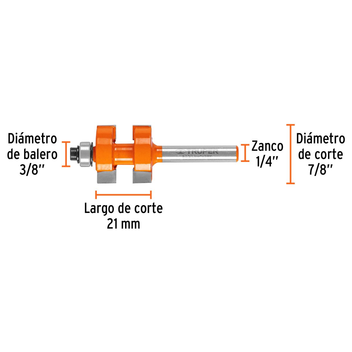 TRUPER - Fresa 7/8" Machimbrador con Rodaje para Madera 10672 Truper