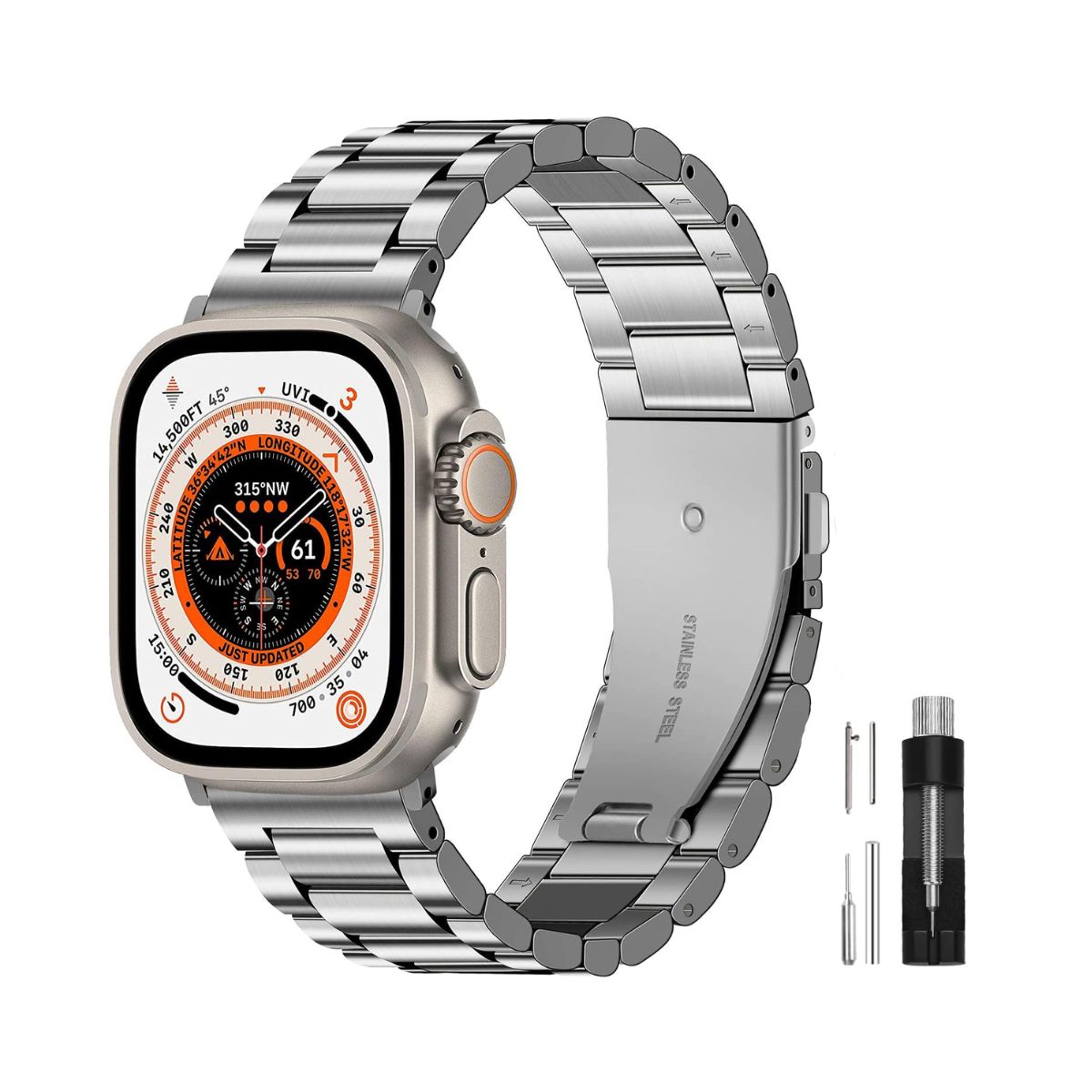 GENERICO - Correa Acero Apple Watch y Smartwatch 42mm a 49mm Plata