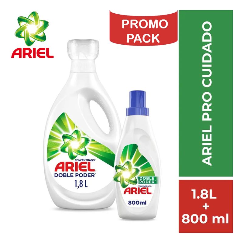 ARIEL - Detergente líquido 1.8 litros+800ml ARIEL PROMO PACK 2.6 LT