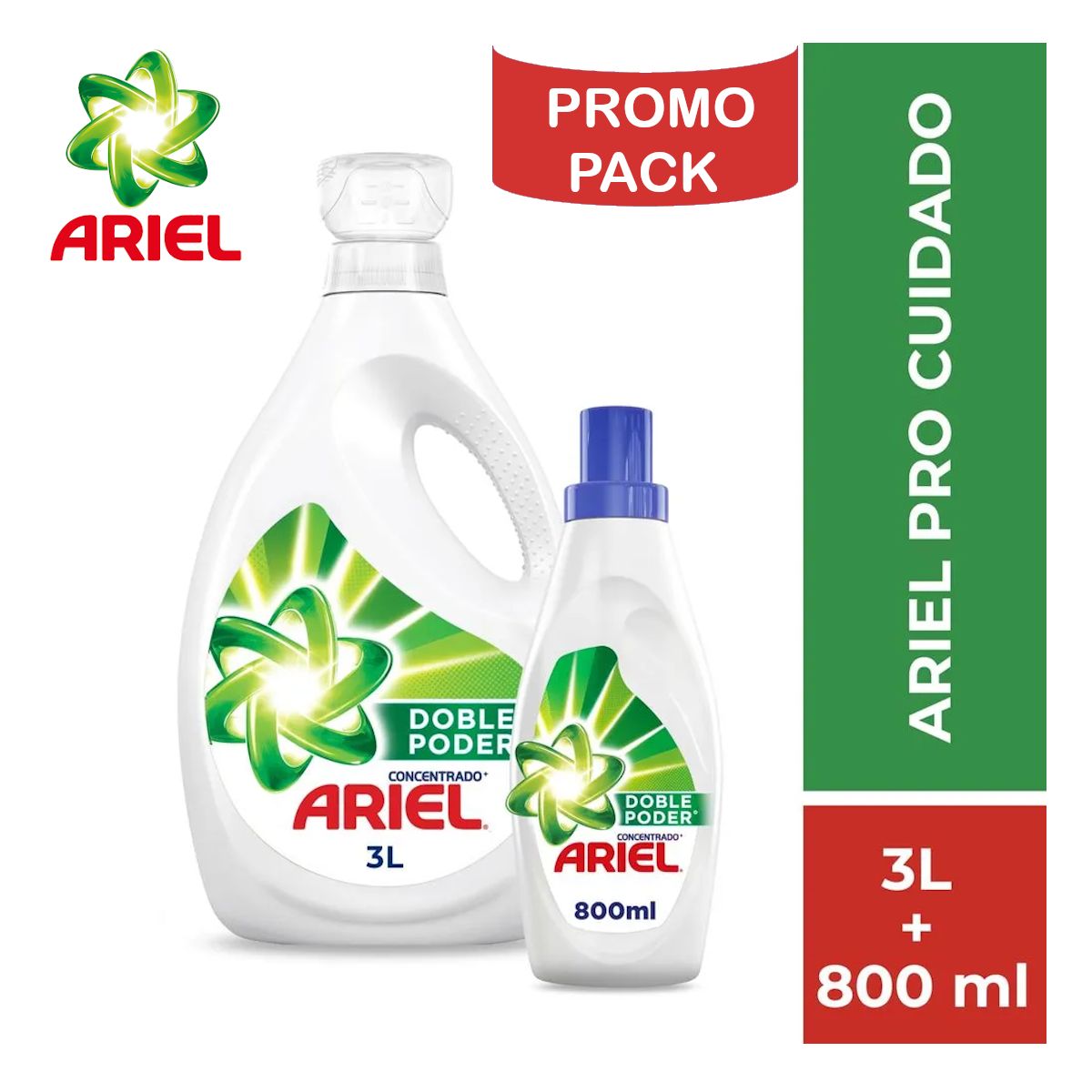 ARIEL - Detergente líquido 3 litros+800ml ARIEL PROMO PACK 3.8 LT