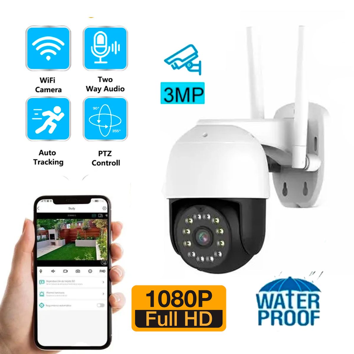 SEISA - CÁMARA DE SEGURIDAD IP SEISA PARA EXTERIORES 1080P INALAMBRICA WI-FI