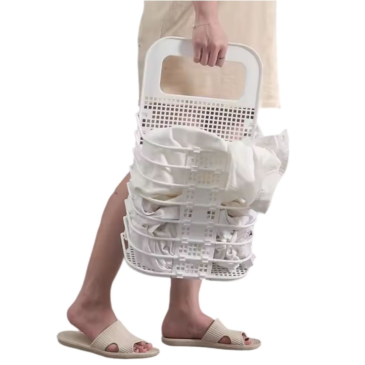 GENERICO - Cesta para Ropa Plegable Blanco