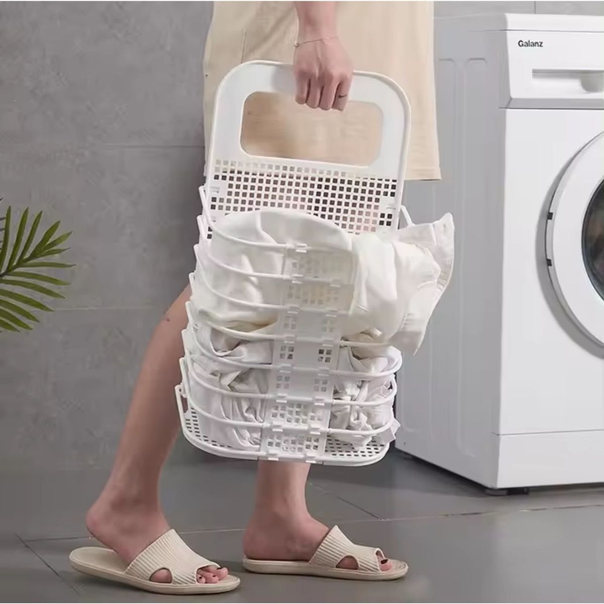 GENERICO - Cesta para Ropa Plegable Blanco