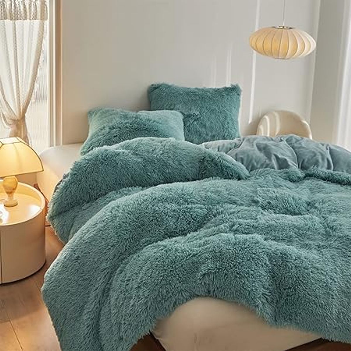 GENERICO - EDREDÓN PIEL DE OSO 2 FUNDAS DE ALMOHADA QUEEN CEMENTO