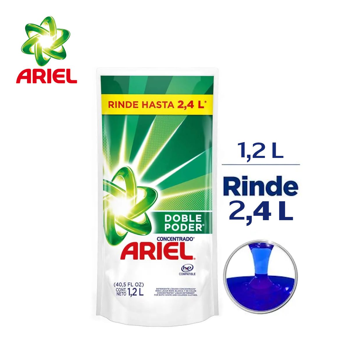 ARIEL - Detergente líquido concentrado 1.2 litros ARIEL