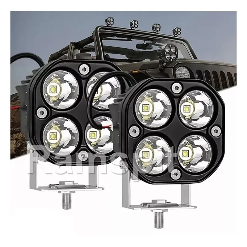 GENERICO - Faro 4 Led 40w Cuadrado Blanco Fijo Ultra Potente