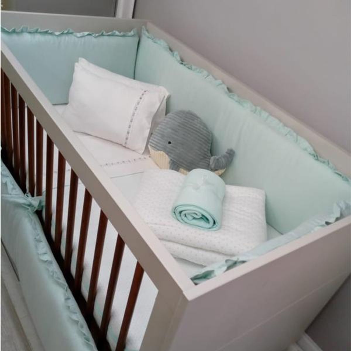 GENERICO - Protectores Laterales Parachoques de Cuna Diseño Verde Aqua