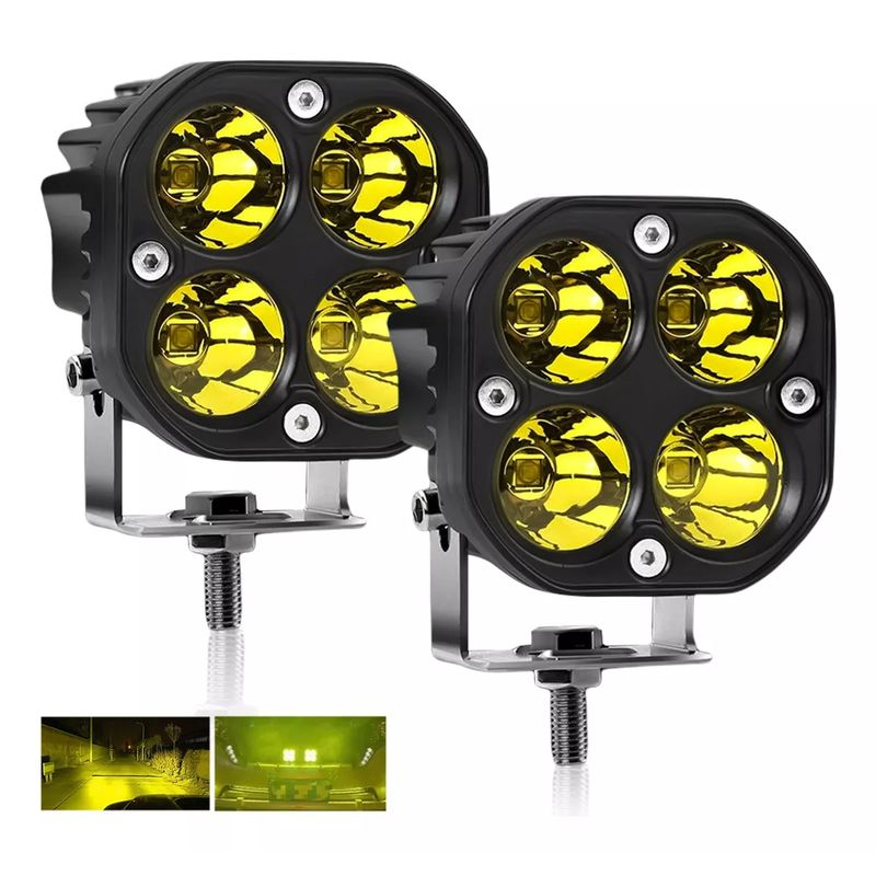 GENERICO - Faro 4 Led 40w Cuadrado Ambar Fijo Ultra Potente