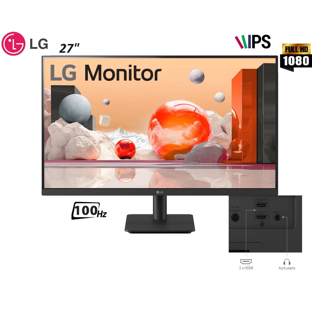 LG - Monitor LG 27MS500-B 27” Full HD IPS  HDMI x2 Salida para auricular