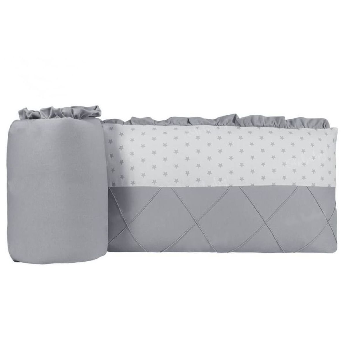 GENERICO - Protector Lateral Parachoques cuna diseño plomo y estrellita