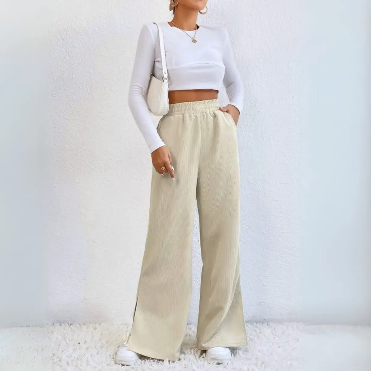 ROSUE - Pantalón corduroy elegante mujer