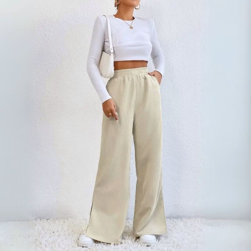 ROSUE - Pantalón corduroy elegante mujer