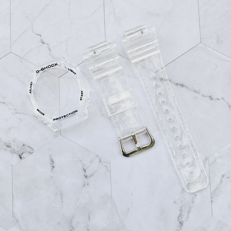 GENERICO - Correa Repuesto + Bisel para CASIO G-SHOCK GA-2100 - Transparente