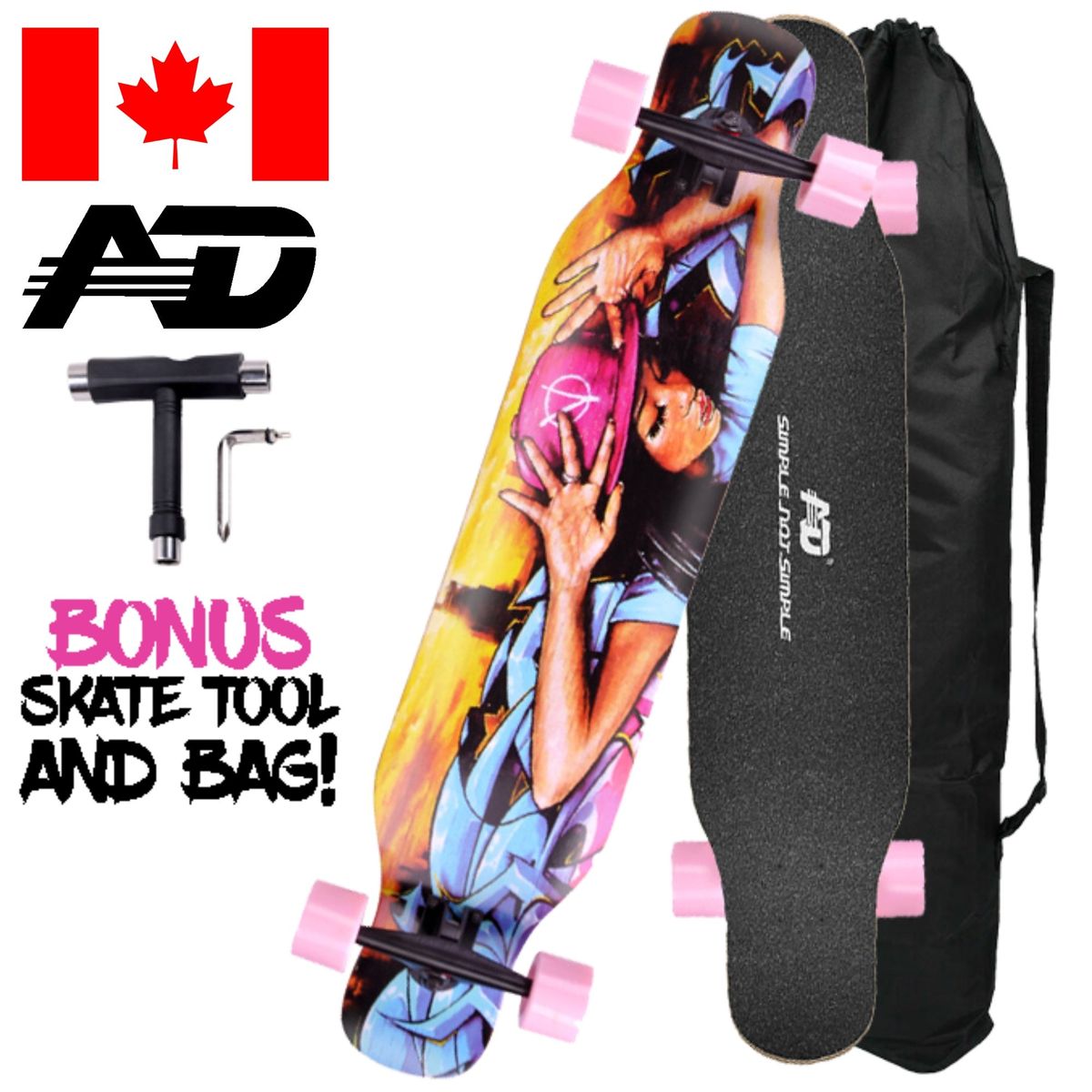 AD - Skate Longboard 42-inch Dancing Cruising Downhill - Girl