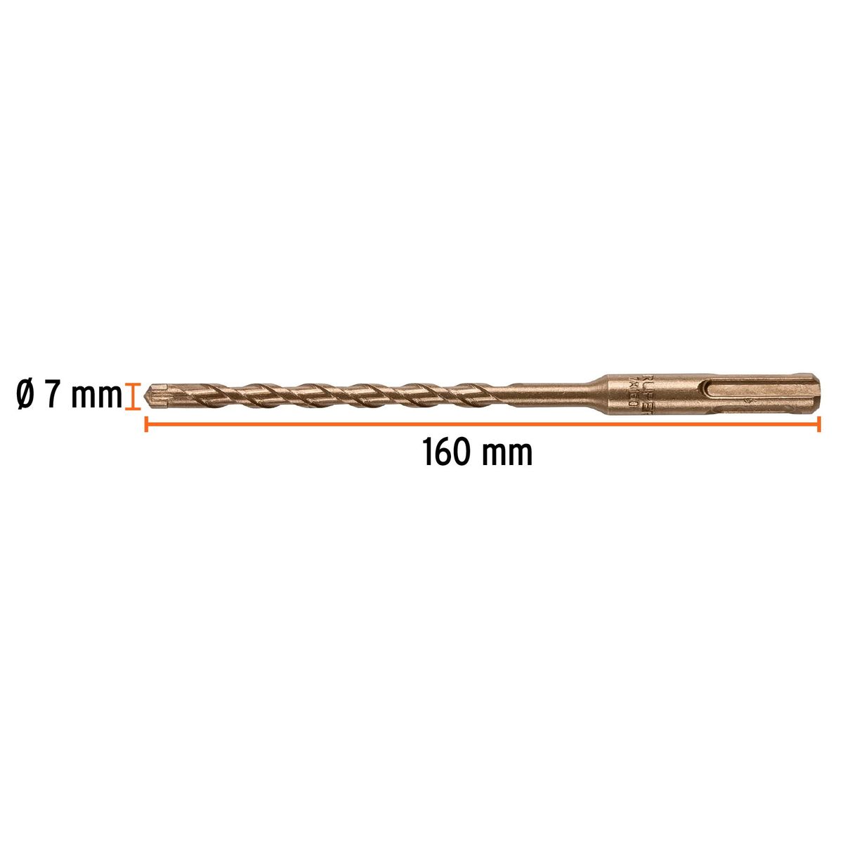TRUPER - Broca 7mm x 160mm SDS Plus para Concreto Rotomartillo 101191 Truper