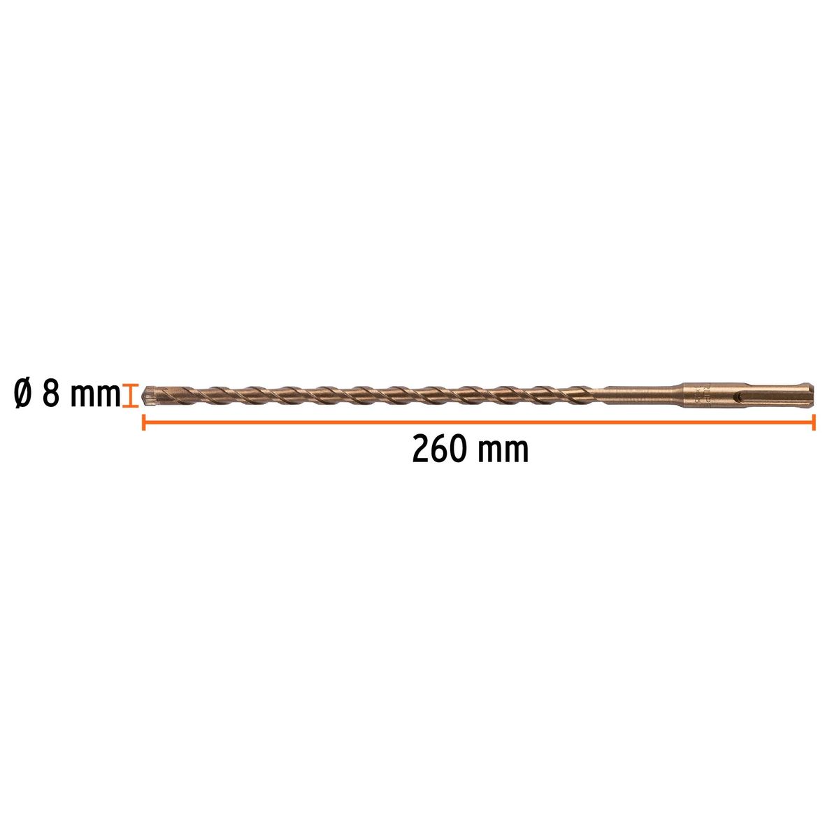 TRUPER - Broca 8mm x 260mm SDS Plus para Concreto Rotomartillo 101195 Truper