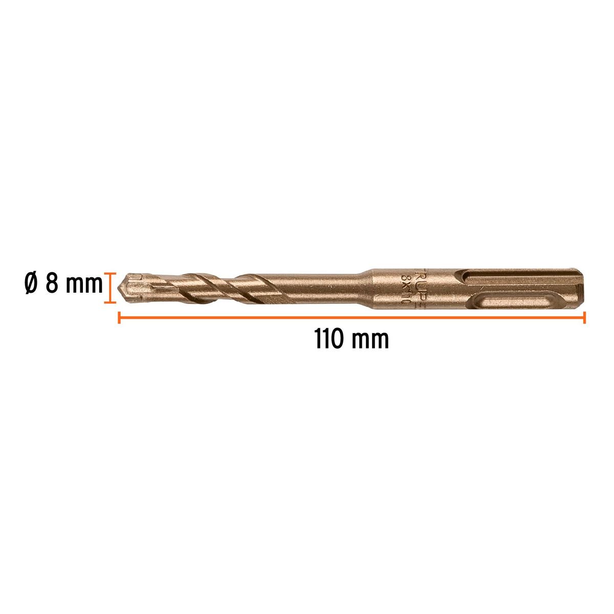 TRUPER - Broca 8mm x 110mm SDS Plus para Concreto Rotomartillo 101192 Truper
