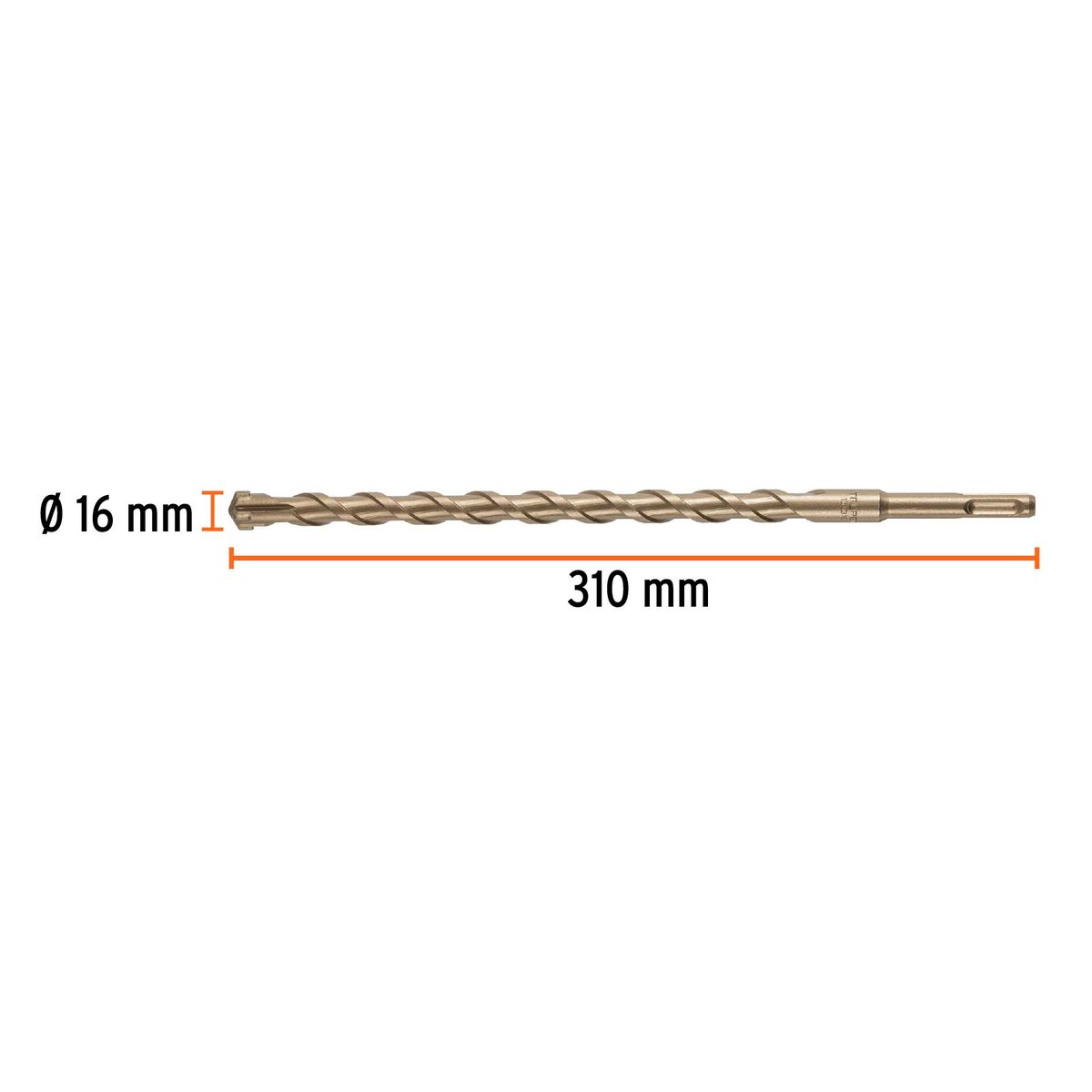 TRUPER - Broca 16mm x 310mm SDS Plus para Concreto Rotomartillo 101205 Truper