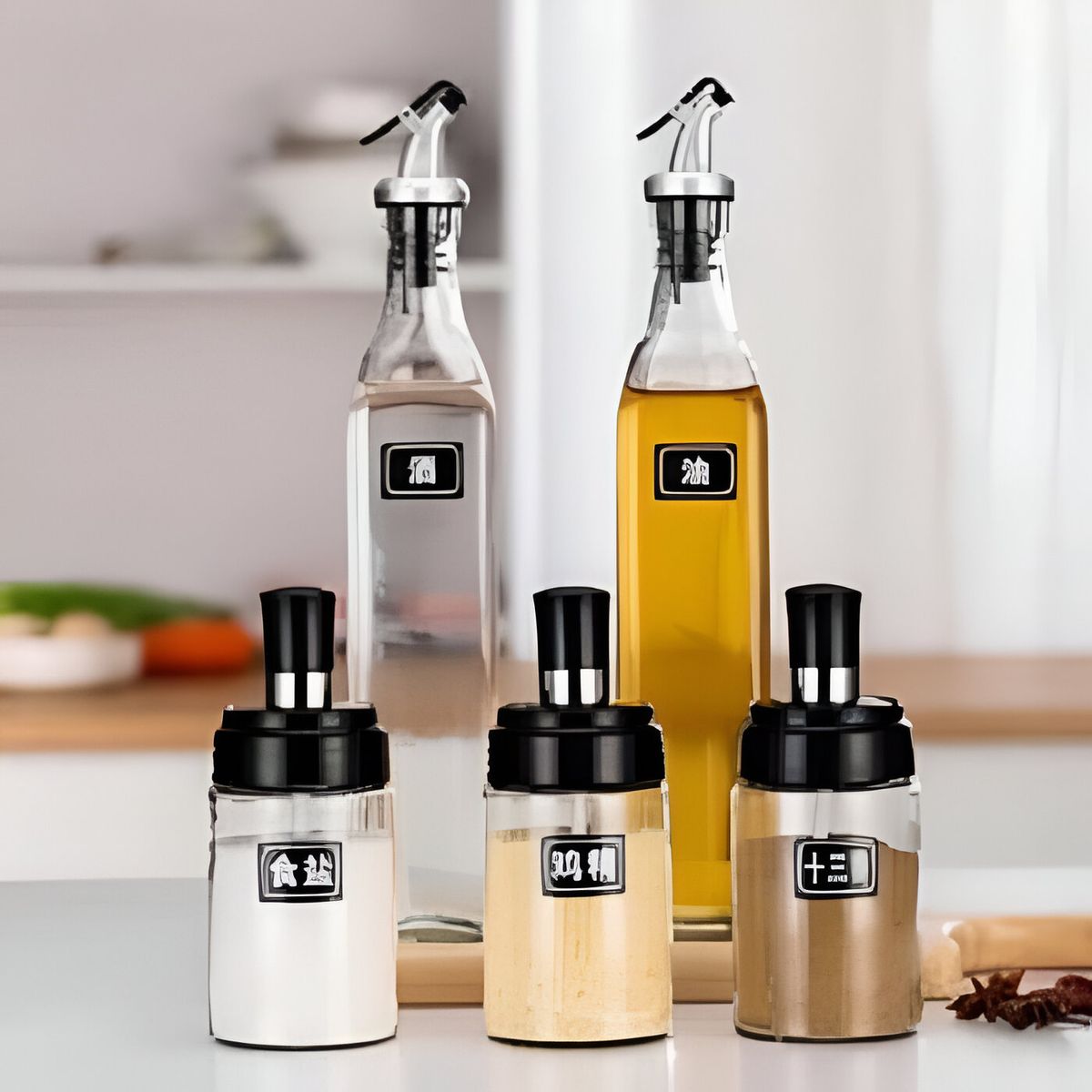 GENERICO - Set De Dispensador De Aceite y Condimenteros