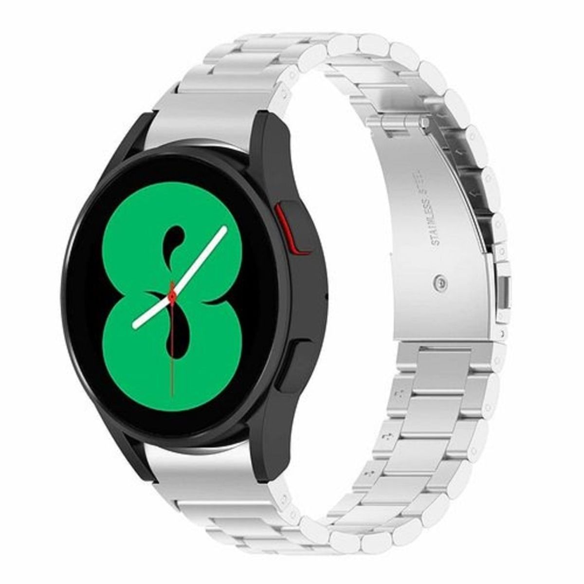 GENERICO - CORREA ESLABONES ACERO INOX SAMSUNG WATCH 4-5-5PRO-6-7-FE PLATEADO