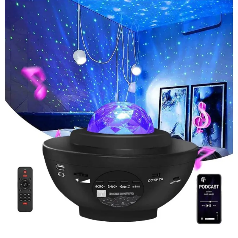 GENERICO - Parlante con Proyector de Luces Galaxia con Bluetooth + Control remoto