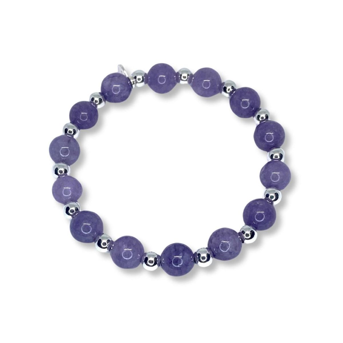 ESPIRAL ROJO - Pulsera Amatista 8mm - Plata