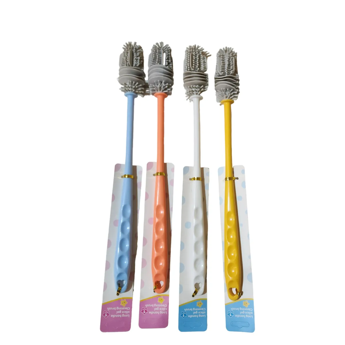 GENERICO - Pack x4 Cepillos de silicona largo para vaso y botella