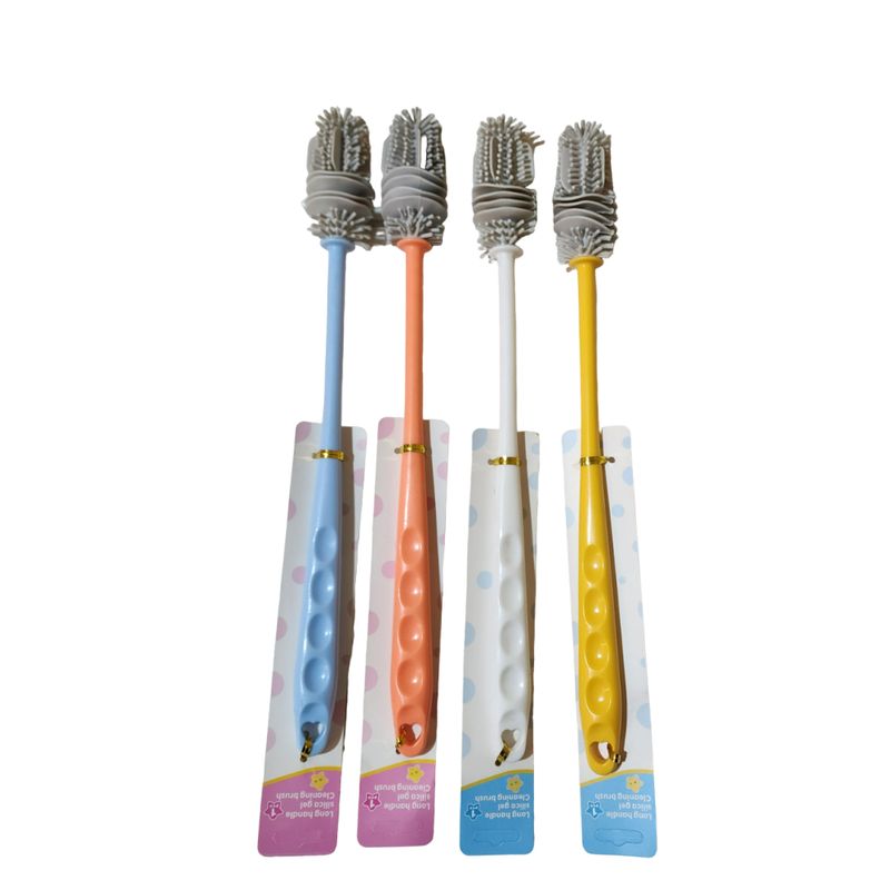 GENERICO - Pack x4 Cepillos de silicona largo para vaso y botella